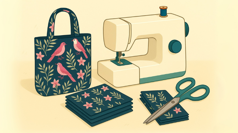 Syning totebag tegning